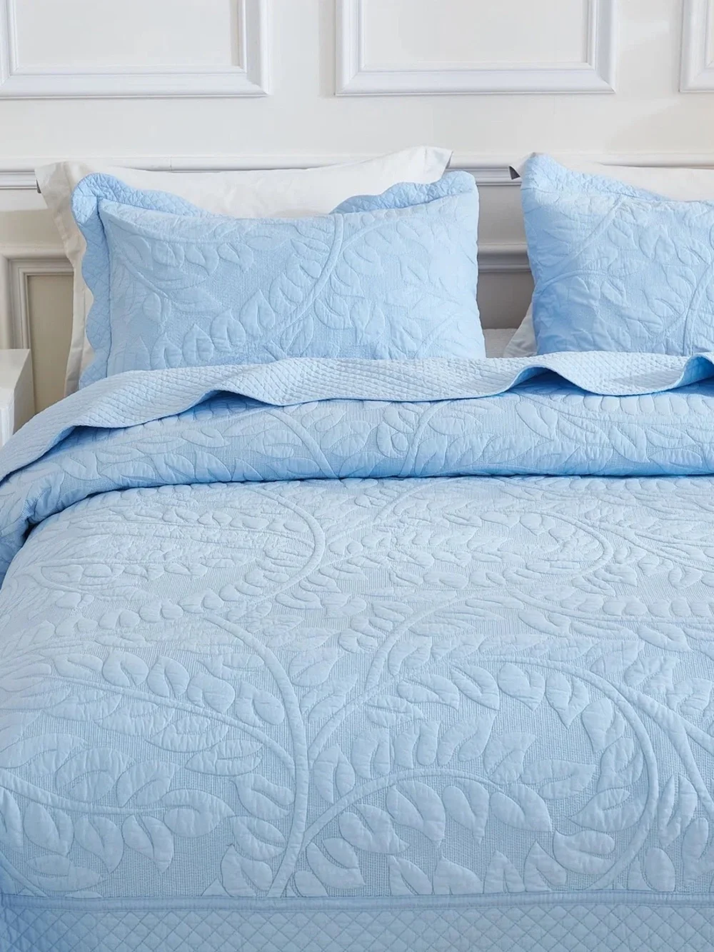 3 PIECE 100% COTTON QUILT SET, OVERSIZED QUILTED BEDSPREAD